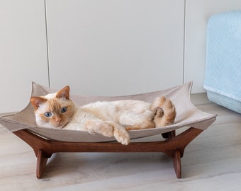 Cat hammock, cat bed, cat hammock stand, cat hammock bed, cat couch, outdoor cat hammock, wood cat hammock cooling, cat hanging bed,cat sofa