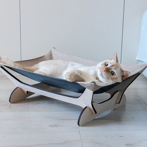 Cat hammock, cat bed, cat hammock stand, cat hammock bed, cat couch, outdoor cat hammock, wood cat hammock cooling, cat hanging bed,cat sofa image 8