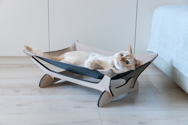 Cat hammock, cat bed, cat hammock stand, cat hammock bed, cat couch, outdoor cat hammock, wood cat hammock cooling, cat hanging bed,cat sofa image 8