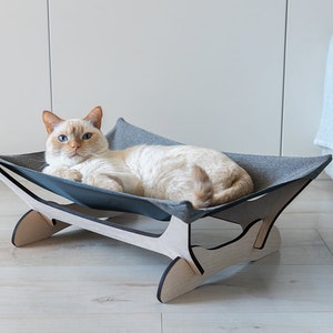 Cat hammock, cat bed, cat hammock stand, cat hammock bed, cat couch, outdoor cat hammock, wood cat hammock cooling, cat hanging bed,cat sofa image 9