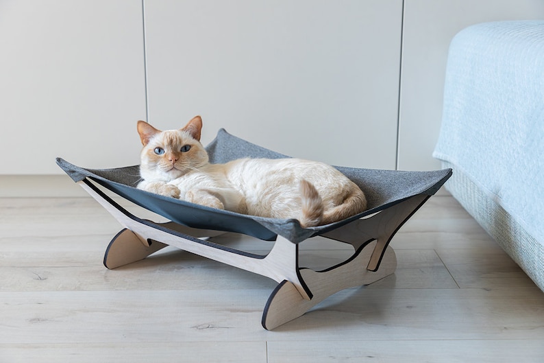 Cat hammock, cat bed, cat hammock stand, cat hammock bed, cat couch, outdoor cat hammock, wood cat hammock cooling, cat hanging bed,cat sofa image 9