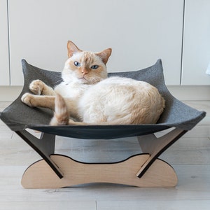 Cat hammock, cat bed, cat hammock stand, cat hammock bed, cat couch, outdoor cat hammock, wood cat hammock cooling, cat hanging bed,cat sofa image 7