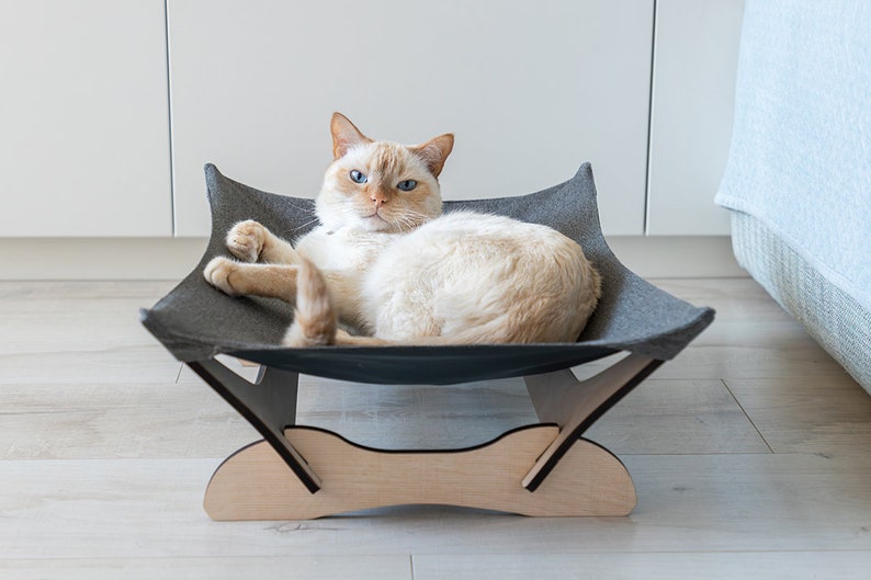 Cat hammock, cat bed, cat hammock stand, cat hammock bed, cat couch, outdoor cat hammock, wood cat hammock cooling, cat hanging bed,cat sofa image 7