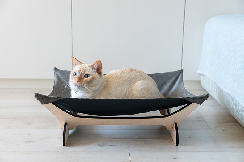 Cat hammock, cat bed, cat hammock stand, cat hammock bed, cat couch, outdoor cat hammock, wood cat hammock cooling, cat hanging bed,cat sofa image 6