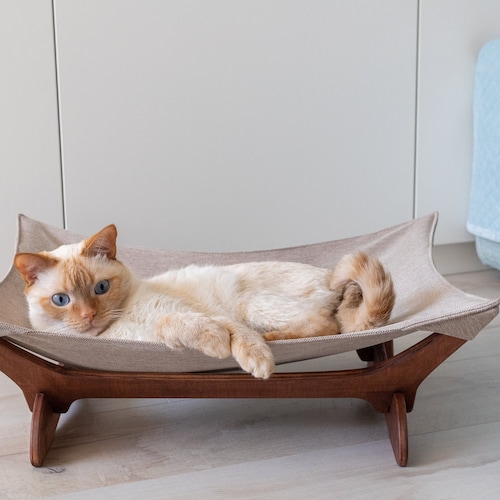 Hamac pour chat, lit pour chat, support pour hamac pour chat, lit hamac pour chat, canapé pour chat, hamac pour chat d'extérieur, hamac pour chat en bois rafraîchissant, lit suspendu pour chat, canapé pour chat