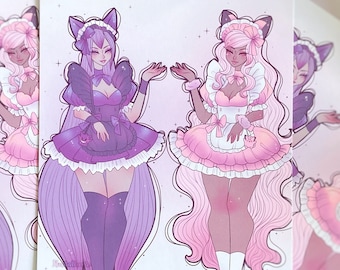 Pokemon Fan Art Gengar and Clefairy Gijinka Print