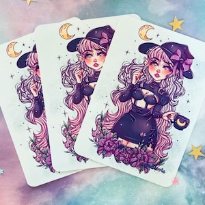 Coffee Cup Witch Art Print~ Kawaii Print~