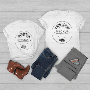 Family Mockup Photo Couples Mockup White Tshirt Mockup White Bella Canvas 3001 Two Shirts Mockup Men Women mockup Valentines mockup