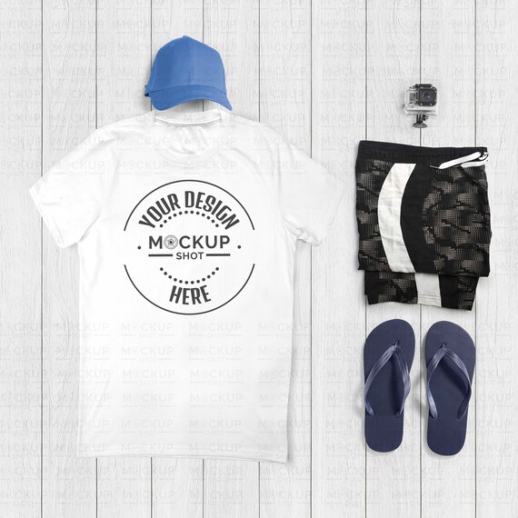 White Shirt Mockup Tavel Mockup Man Shirt Mockup Summer Etsy