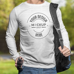 White Long Sleeve Shirt Mockup - Man Long Sleeve Mockup - White Bella Canvas 3501 Mockup - Man shirt Mockup - White shirt Mockup