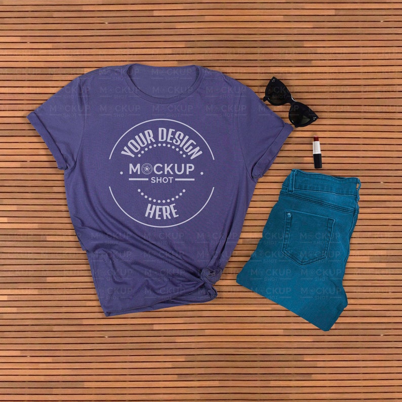 Download Woman shirt Mockup Purple shirt Mockup Flat Lay Mockup | Etsy