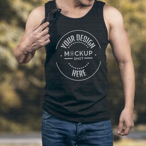 Schwarzer Tank Top Mockup - Mann Tank Top Mockup - schwarze Bella Canvas 3480 Mockup - Mann Shirt Mockup - männliche Modell Shirt Mockup T Shirt Mockup