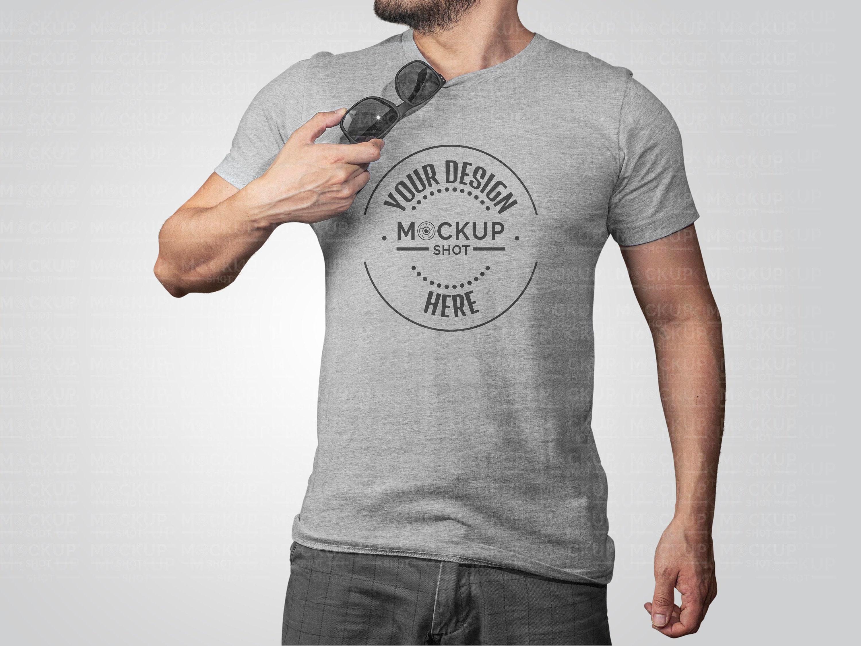 Download Man Shirt Mockup Sport Grey Shirt Mockup Mockup Model Etsy