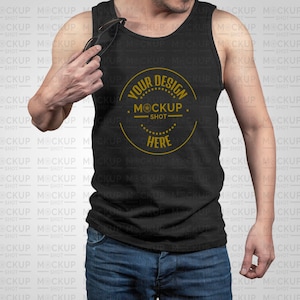 Schwarzer Tank Top Mockup - Mann Tank Top Mockup - schwarze Bella Canvas 3480 Mockup - Mann Shirt Mockup - männliche Modell Shirt Mockup T Shirt Mockup