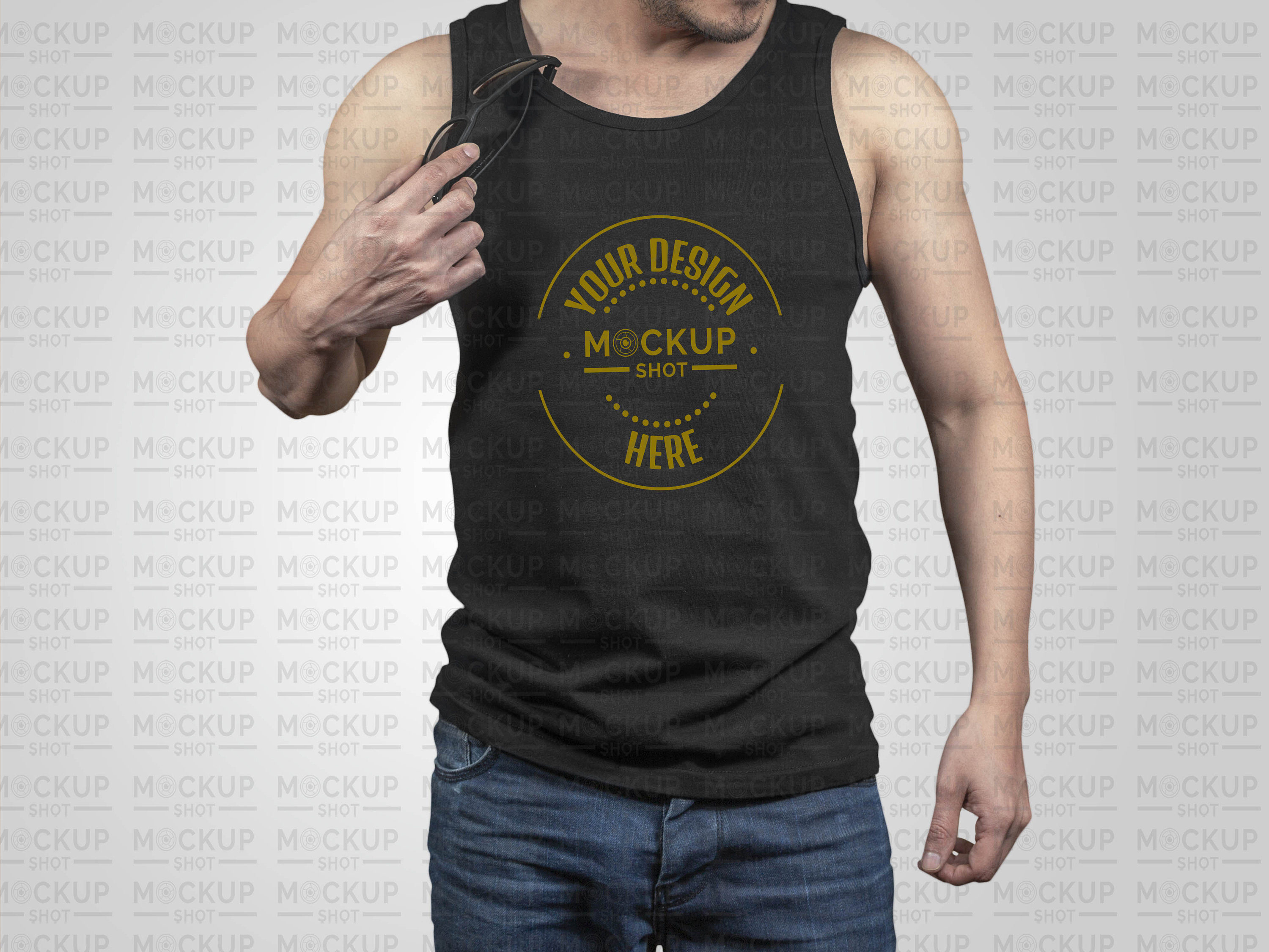 Download Black Tank Top Mockup Man Tank Top Mockup Black Bella | Etsy
