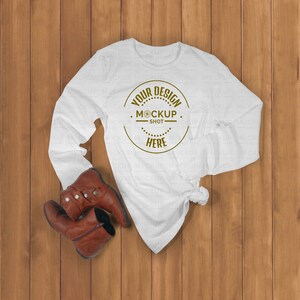 White Long Sleeve Shirt Mockup - Woman Long Sleeve Mockup - White Bella Canvas 3501 Mockup - Woman shirt Mockup - White shirt Mockup