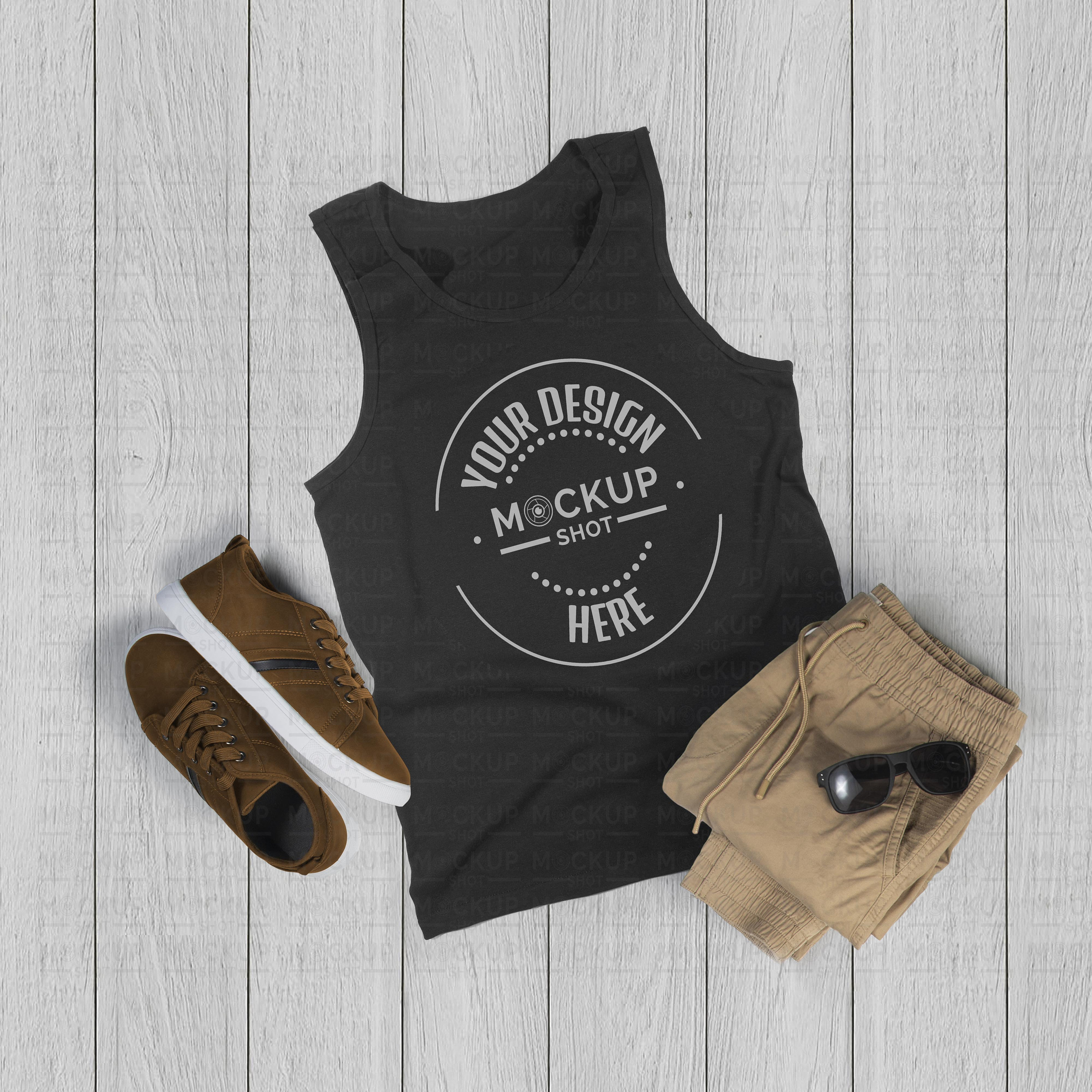 Download Black Tank Top Mockup Man Tank Top Mockup Black Bella | Etsy