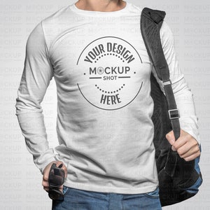 White Long Sleeve Shirt Mockup - Man Long Sleeve Mockup - White Bella Canvas 3501 Mockup - Man shirt Mockup - White shirt Mockup