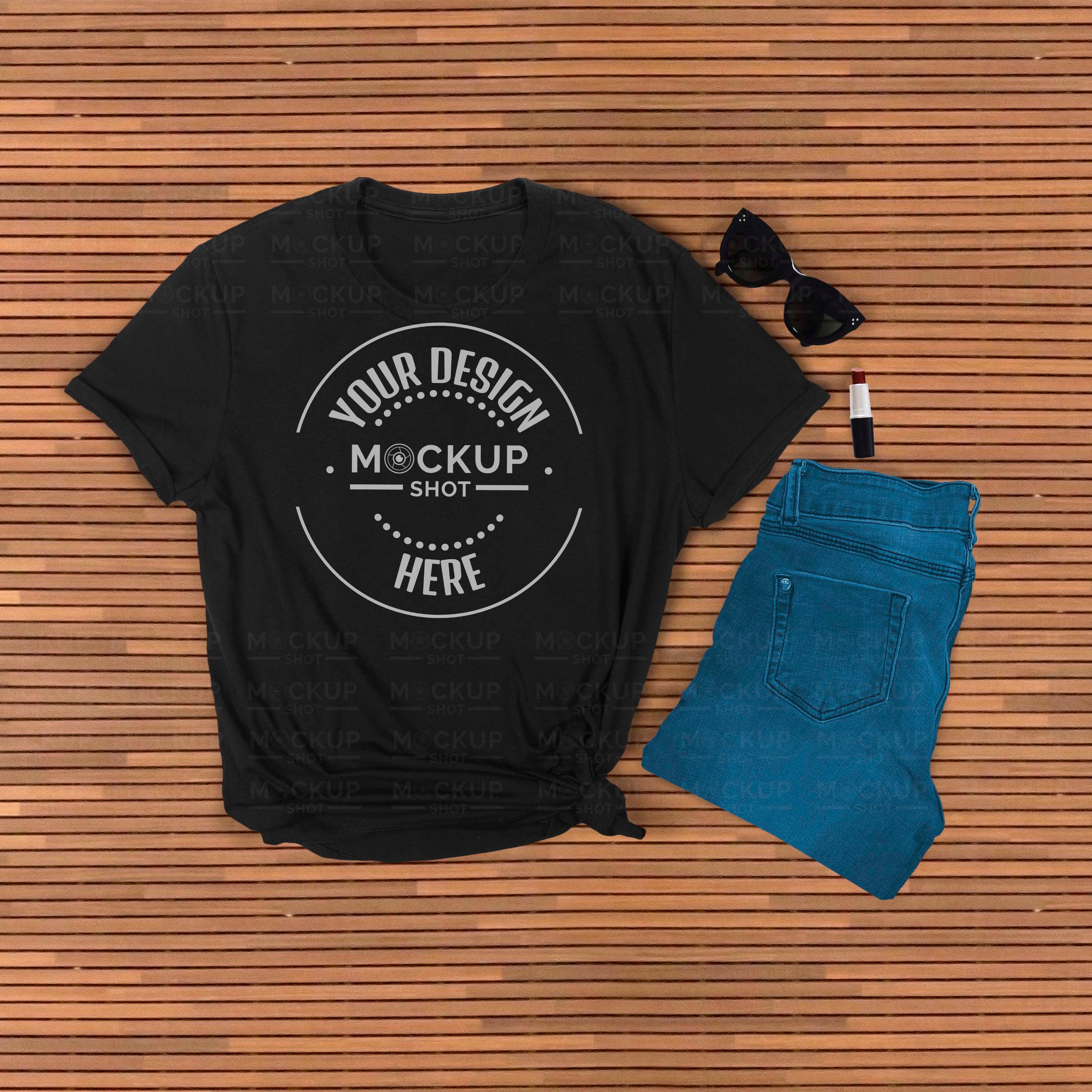 Mockup Playera Negra Dama Custom Gildan Softstyle Ladies T-Shirt