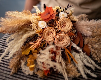Terracotta Bouquet Boho Bridal Bouquet Dried Flowers Bouquet Rust Wedding Flowers Fall Themed Bouquet Terracotta Wedding Flowers for Bride