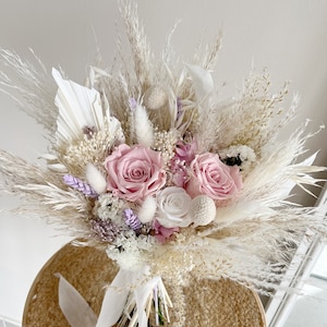 Blush Bridal Bouquet Lavender Pink Bouquet Pastel Wedding Rose Gold Bouquet Blush Wedding Dried Flowers Wedding Flowers Pink Bridesmaid Boho