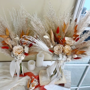 Terracotta Bouquet Boho Bridal Bouquet Dried Flowers Bouquet Rustic Wedding Flowers Fall Themed Bouquet Terracotta Wedding Flowers for Bride