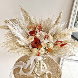 Terracotta Bouquet Boho Bridal Bouquet Dried Flowers Bouquet Rustic Wedding Flowers Fall Themed Bouquet Terracotta Wedding Flowers for Bride
