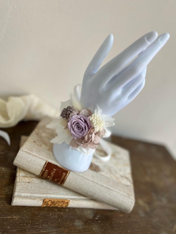 Pulsera con ramillete de lavanda para boda, pulsera con flores de