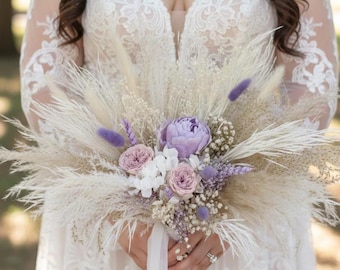 Lavendel Brautstrauß | Getrocknete violette Boho Blumen