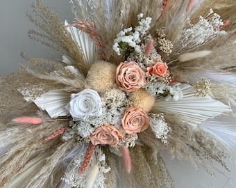 Blush Pampas Wedding Arch Flowers | Boho Floral Garland Centerpiece