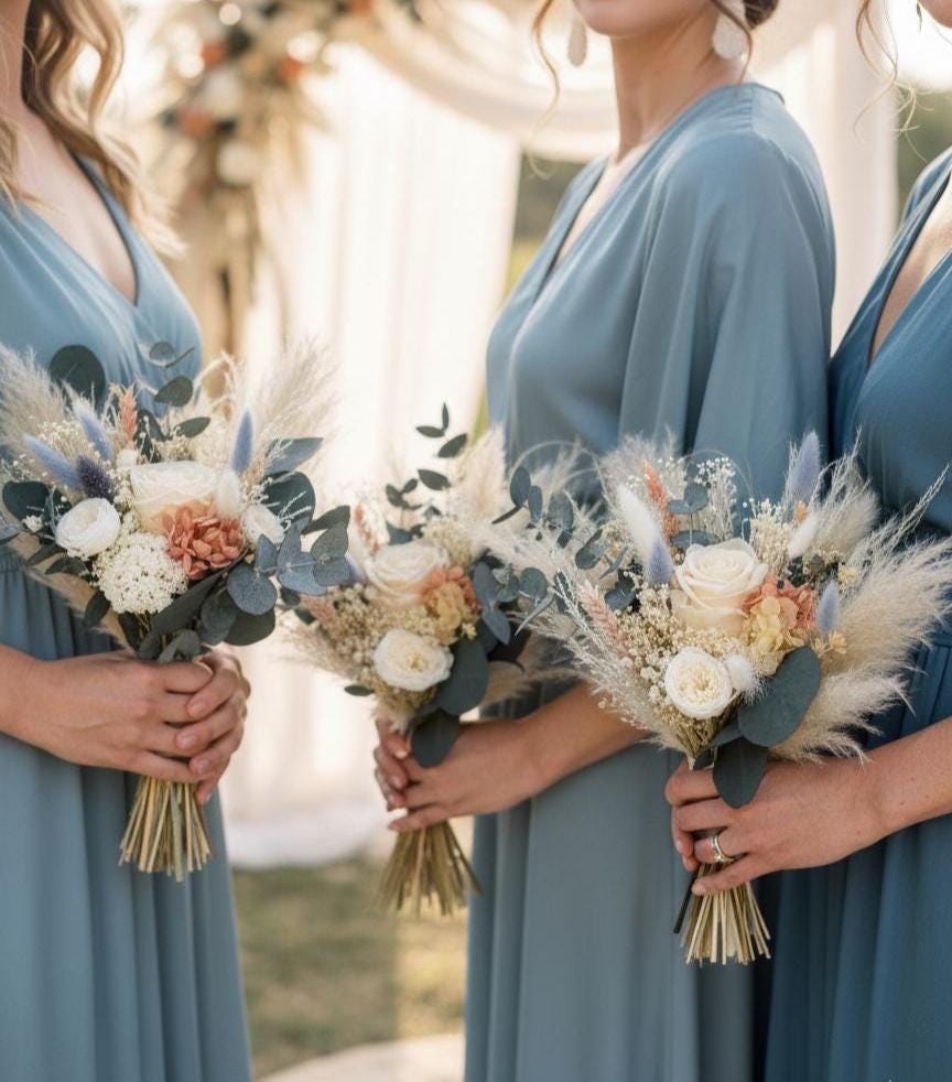 Blue Dried Flower Bouquet Set