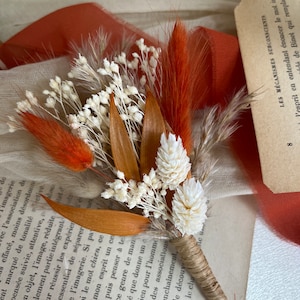 Groom&#39;s Boutonniere Rust Wedding Buttonhole with Rose Corsage for Groom Best Man Accessories for Groom Terracotta Wedding Buttonhole Groom