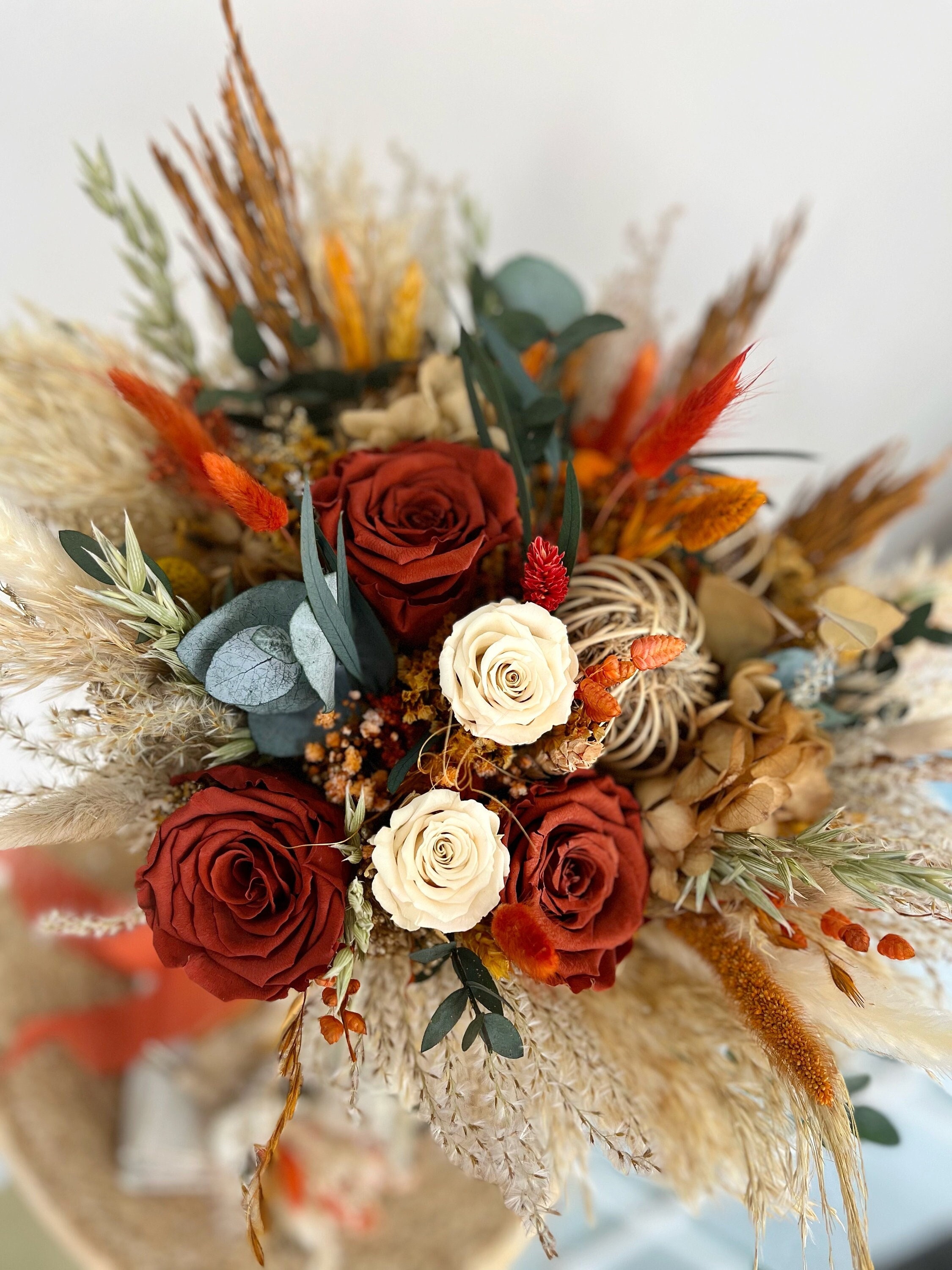 Bouquet Terracotta Wedding Bouquet Dried Flowers Bouquet Rustic Wedding Flowers Fall Themed Bouquet Terracotta Rust Flowers for Bride Boho