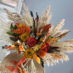 Boho wedding bouquet Terracotta Mustard Emerald green, Boho bridal bouquet, Dry flower bouquet, Boho bridesmaid bouquet, Fall bridal bouquet
