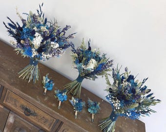 Wedding Bouquet Navy Blue Bridal Bouquet Blue Wedding Bouquet Navy Blue Dried Flower Bouquet Dusty Blue Dried Flower Wedding Rustic Boho