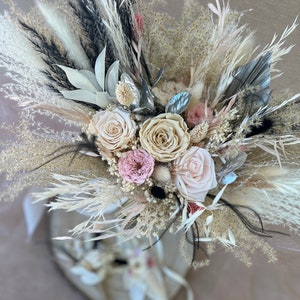 Blush Bridal Bouquet Black Accents Wedding Bouquet Boho Wedding Bouquet Silver Bouquet Boho Bridal Mate Rose Gold Bridal Bouquet Rose Gold