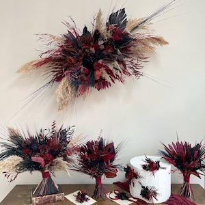 Bouquet for Bride Black Boho Bridal Bouquet Black Deep Red Bridal Bouquet Burgundy Black flowers Bouquet Witchy wedding Gothic Bride Flowers