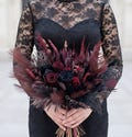 Burgundy Black Gothic Bridal Bouquet, Dried Wedding Flowers product logo