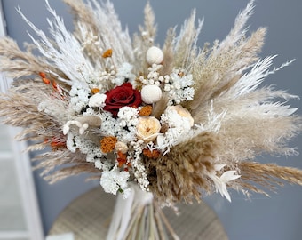 Wedding Bouquet Boho Bride Terracotta Bouquet Rust Neutral Bouquet Boho Bride Bouquet Ivory Wedding Flowers Terracotta Dried Wedding Bouquet