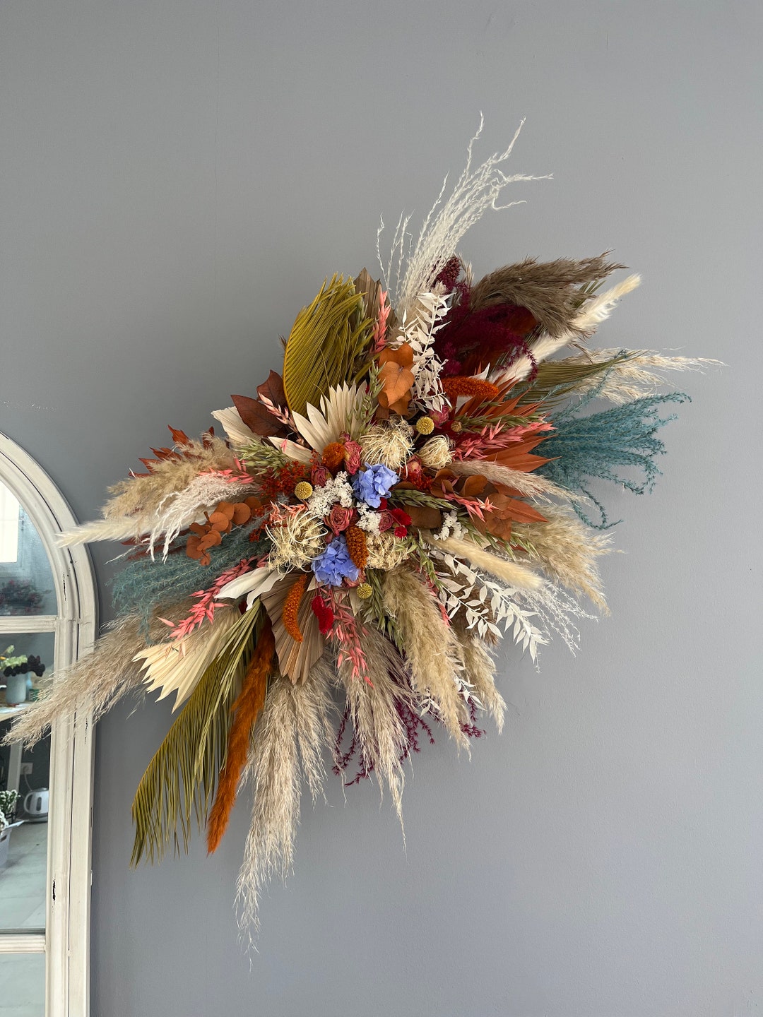 Rust Pampas Grass Wedding Arch Swag - Boho Terracotta Floral Arbor - Etsy