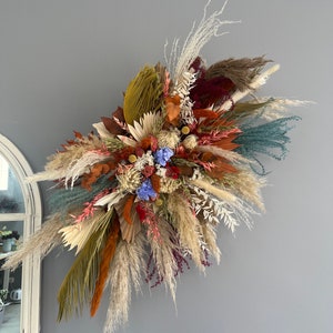 Rust Pampas Grass Wedding Arch Swag - Boho Terracotta Floral Arbor