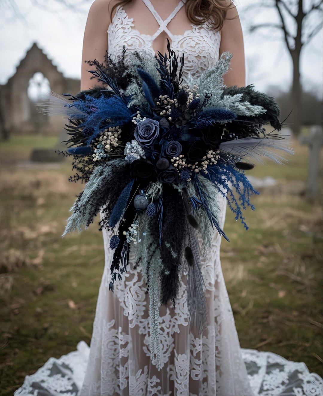 Corpse Bride Bouquet,cascading Gothic Wedding Flowers - Etsy