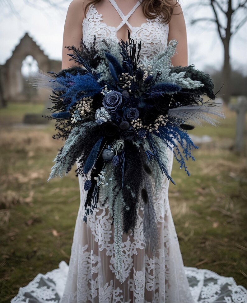 Corpse Bride Bouquet,cascading Gothic Wedding Flowers - Etsy