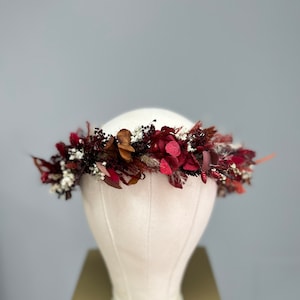 Hair accessories, Bridal accessories, Head wreath, Headband, Bride hair, Floral accessories, Bridal hair crownFlower crown Burgundy