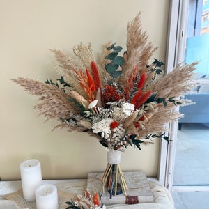 Bouquet Boho Rust Budget Bridal Bouquet Dried Flower Bouquet Inexpensive Wedding Flowers Fall Themed Bouquet Terracotta Affordable Wedding F