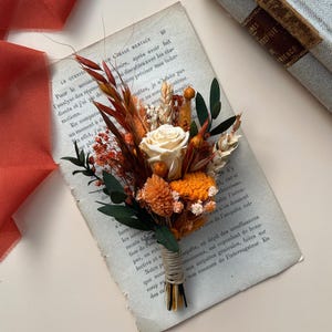Terracotta Groom Boutonniere, Rust Wedding Buttonhole