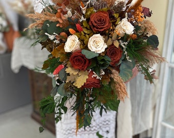 Cascade Bridal Bouquet Terracotta, Boho Bridal Bouquet, Large Bridal Bouquet, Boho Wedding Bouquet, Fall Wedding Bouquet, Terracotta Bridal