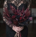 Burgundy Black Dried Wedding Flowers, Gothic Preserved Bridal Bouquet, Moody Dark Red Romance Bunch product logo