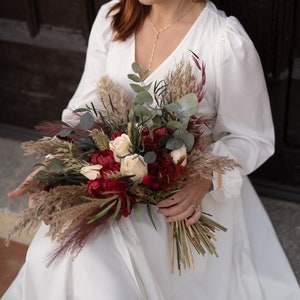 Burgundy Wedding Bouquet,Bridal Bouquet, Wedding Bouquet, Dried flowers Bouquet, Wedding Flowers