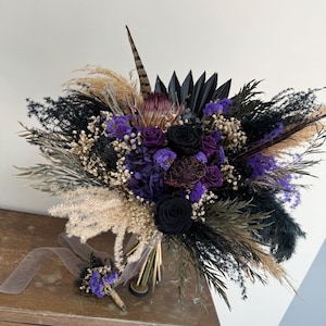 Bouquet de mariage noir violet foncé mariage bouquet gothique noir Decor violet noir bouquet de demoiselles d&#39;honneur fleurs de mariage violet foncé